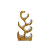 Brown Teak Wood Curved Tree Shaped 6 Bottle Wine Rack