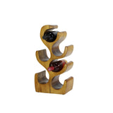 Brown Teak Wood Curved Tree Shaped 6 Bottle Wine Rack