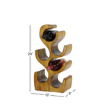 Brown Teak Wood Curved Tree Shaped 6 Bottle Wine Rack