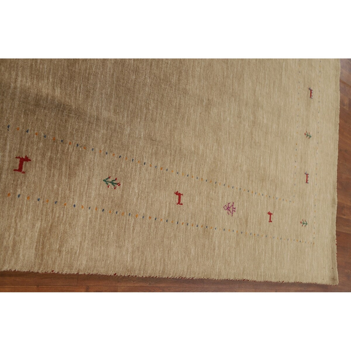 Brown Tribal Gabbeh Area Rug Hand-Knotted Wool Carpet - 8'2"x 9'8"