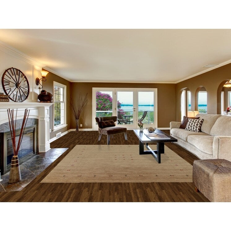 Brown Tribal Gabbeh Area Rug Hand-Knotted Wool Carpet - 8'2"x 9'8"