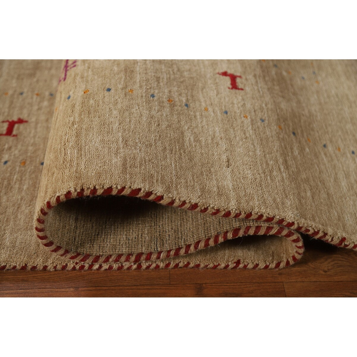 Brown Tribal Gabbeh Area Rug Hand-Knotted Wool Carpet - 8'2"x 9'8"