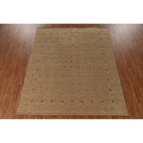 Brown Tribal Gabbeh Area Rug Hand-Knotted Wool Carpet - 8'2"x 9'8"