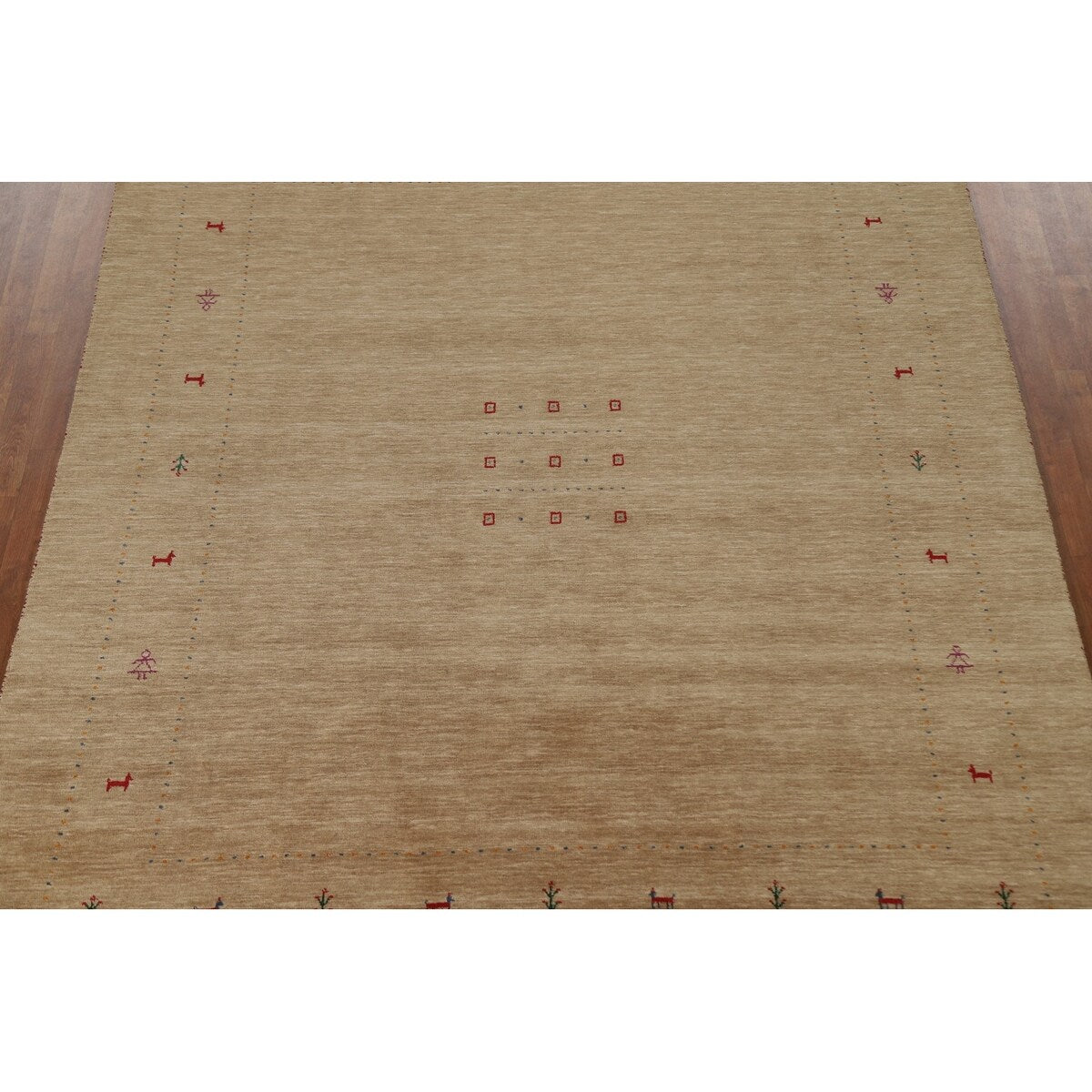 Brown Tribal Gabbeh Area Rug Hand-Knotted Wool Carpet - 8'2"x 9'8"