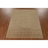 Brown Tribal Gabbeh Area Rug Hand-Knotted Wool Carpet - 8'2"x 9'8"