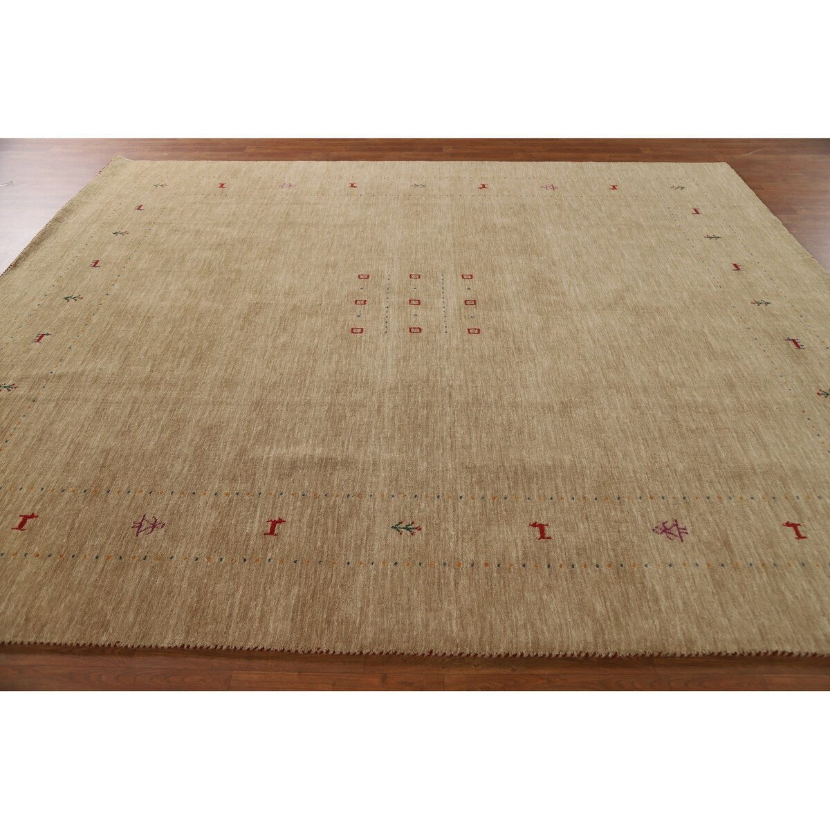 Brown Tribal Gabbeh Area Rug Hand-Knotted Wool Carpet - 8'2"x 9'8"