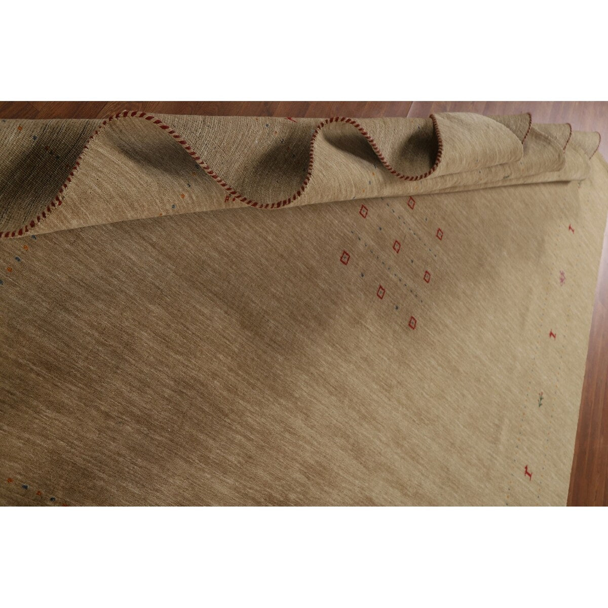 Brown Tribal Gabbeh Area Rug Hand-Knotted Wool Carpet - 8'2"x 9'8"