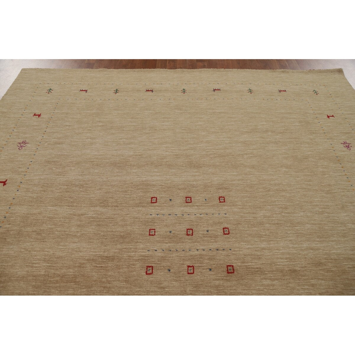 Brown Tribal Gabbeh Area Rug Hand-Knotted Wool Carpet - 8'2"x 9'8"