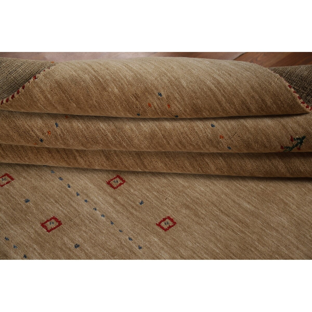 Brown Tribal Gabbeh Area Rug Hand-Knotted Wool Carpet - 8'2"x 9'8"