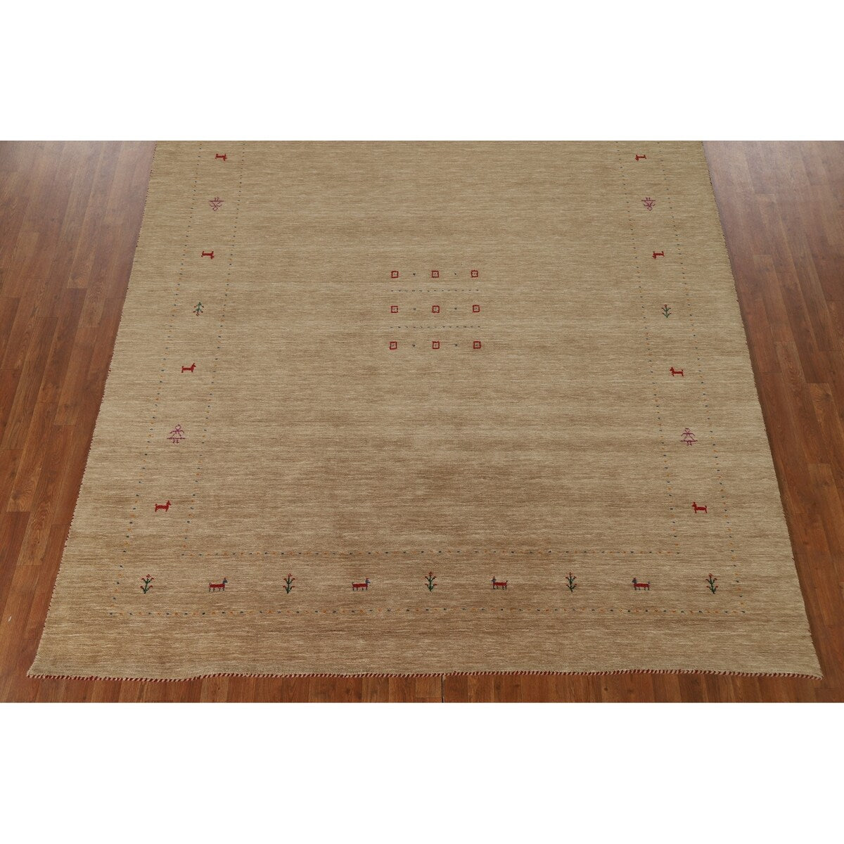 Brown Tribal Gabbeh Area Rug Hand-Knotted Wool Carpet - 8'2"x 9'8"