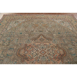 Brown Vintage Tabriz Persian Area Rug Hand-Knotted Wool Carpet - 9'7" x 12'10"