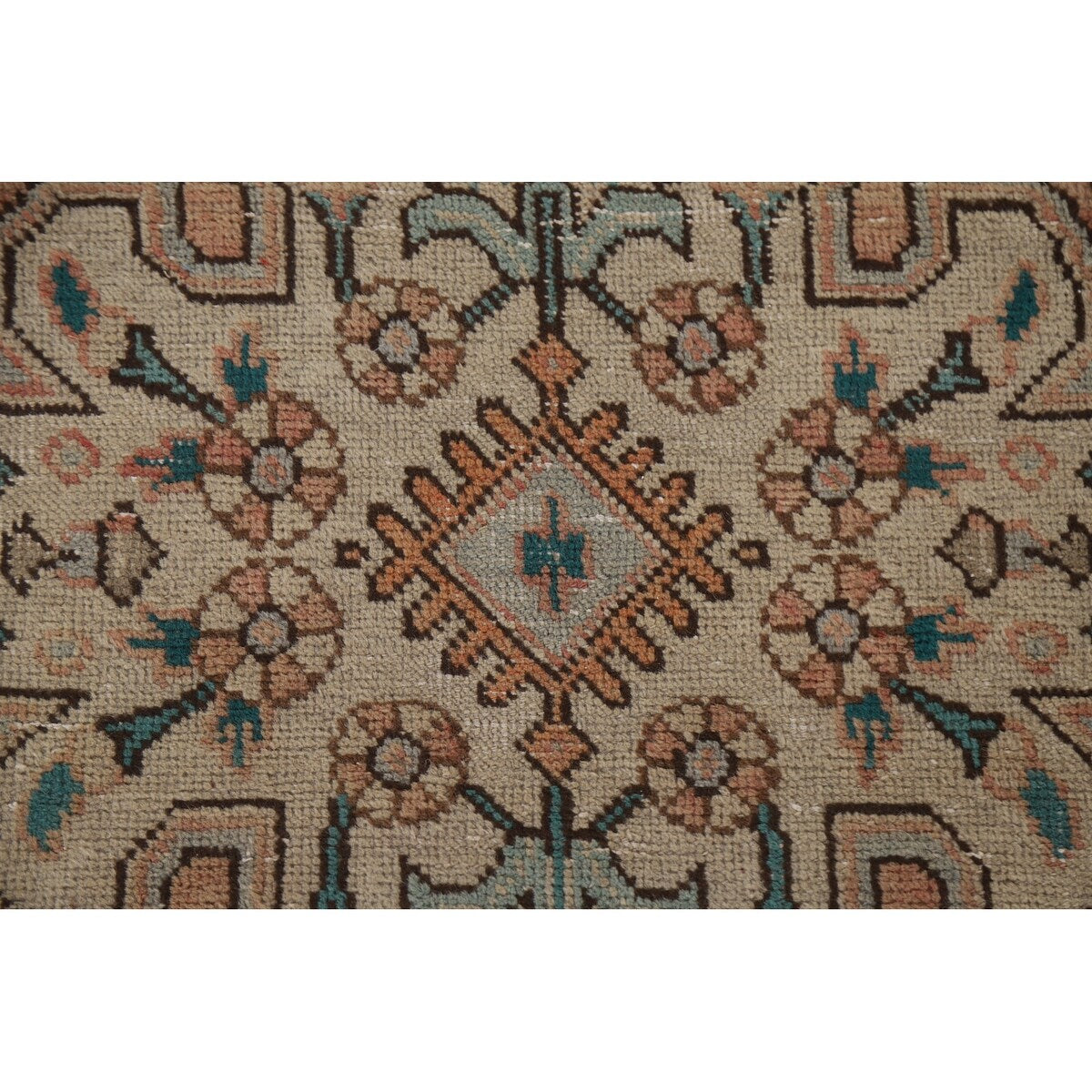 Brown Vintage Tabriz Persian Area Rug Hand-Knotted Wool Carpet - 9'7" x 12'10"