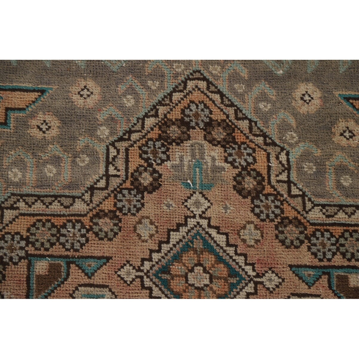 Brown Vintage Tabriz Persian Area Rug Hand-Knotted Wool Carpet - 9'7" x 12'10"
