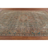 Brown Vintage Tabriz Persian Area Rug Hand-Knotted Wool Carpet - 9'7" x 12'10"