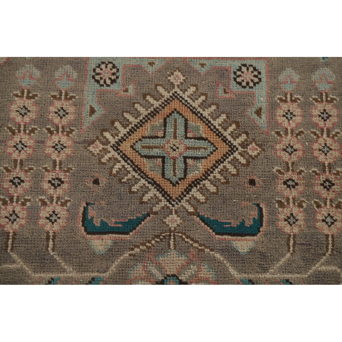 Brown Vintage Tabriz Persian Area Rug Hand-Knotted Wool Carpet - 9'7" x 12'10"