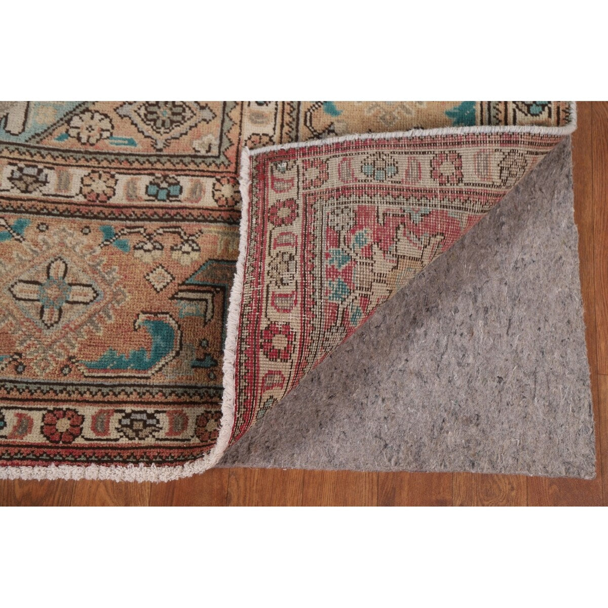 Brown Vintage Tabriz Persian Area Rug Hand-Knotted Wool Carpet - 9'7" x 12'10"