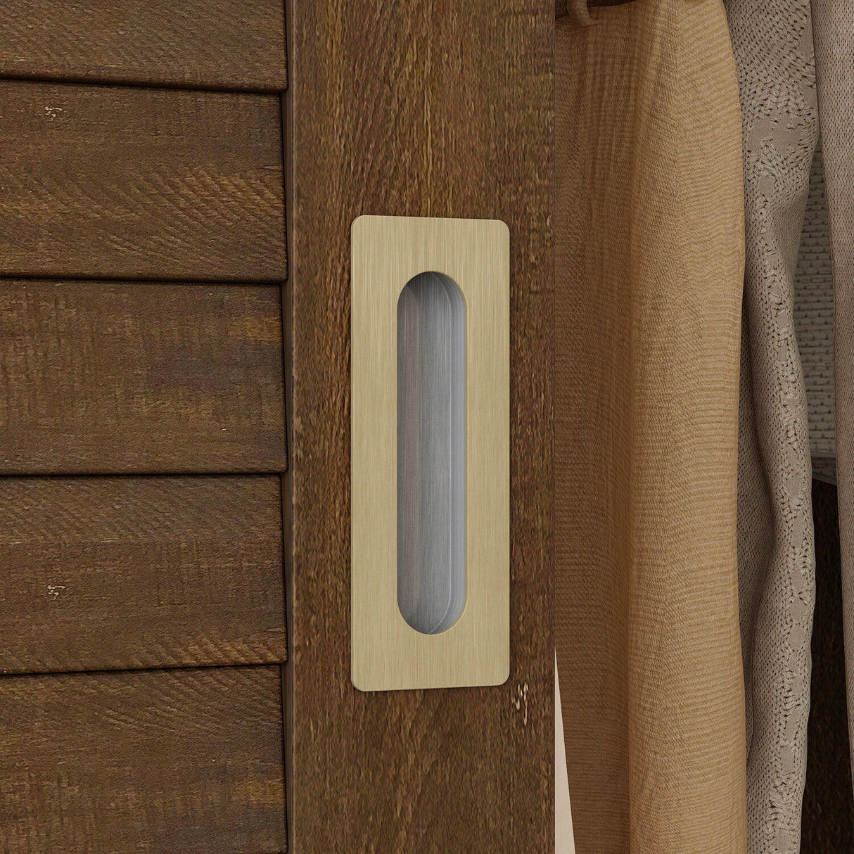 Brown Wardrobe Armoire with Drawers, Hanging Rod 4 Sliding Doors