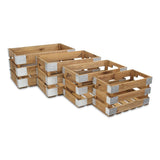 Brown Wood Crate with Metal Accent and Studs (Set of 4)