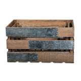 Brown Wood Crate with Metal Accent and Studs (Set of 4)