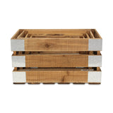 Brown Wood Crate with Metal Accent and Studs (Set of 4)