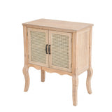 Natural Wood Finish Accent Two-Door Cabinet - 32.63" H x 27.5" W x 14.94" D