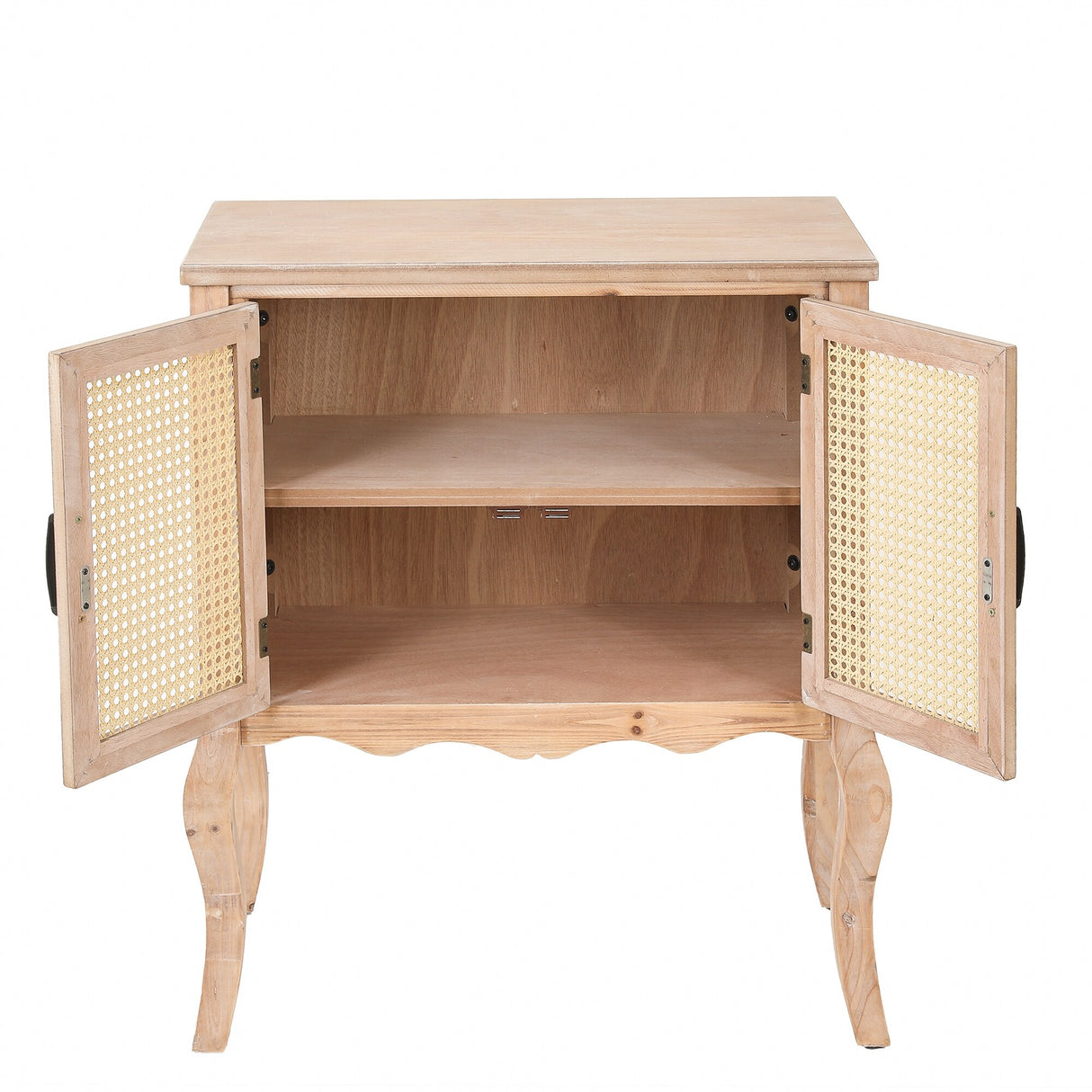 Natural Wood Finish Accent Two-Door Cabinet - 32.63" H x 27.5" W x 14.94" D