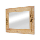 Brown Wooden Nautical Rope Accented Mirror