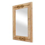Brown Wooden Nautical Rope Accented Mirror