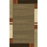 Brown with Red, Rust & Ivory Contemporary Design Area Rug - 5'3 x 7'5