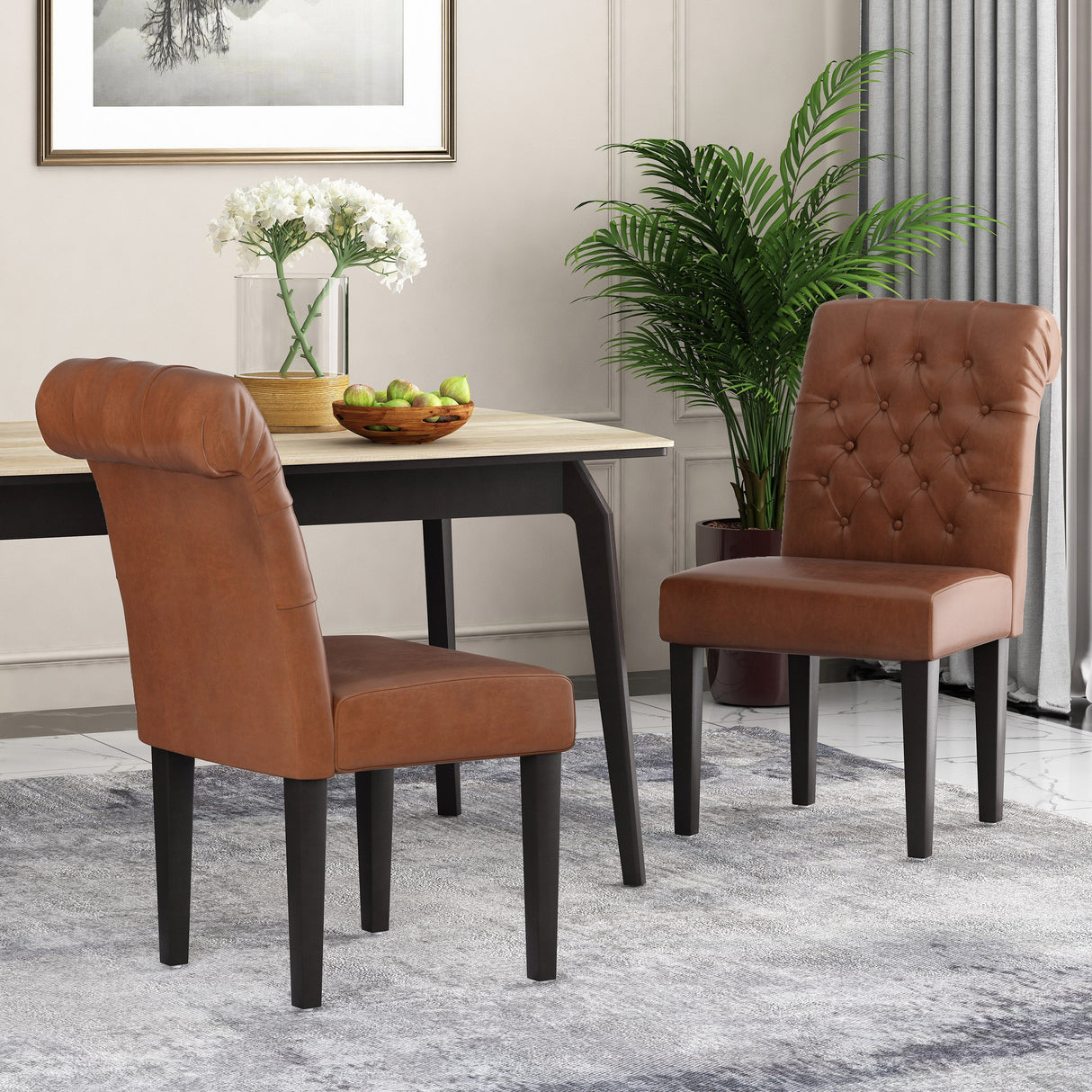 Broxton Tufted Rolltop Dining Chairs (Set of 2) by Christopher Knight Home