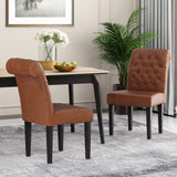 Broxton Tufted Rolltop Dining Chairs (Set of 2) by Christopher Knight Home