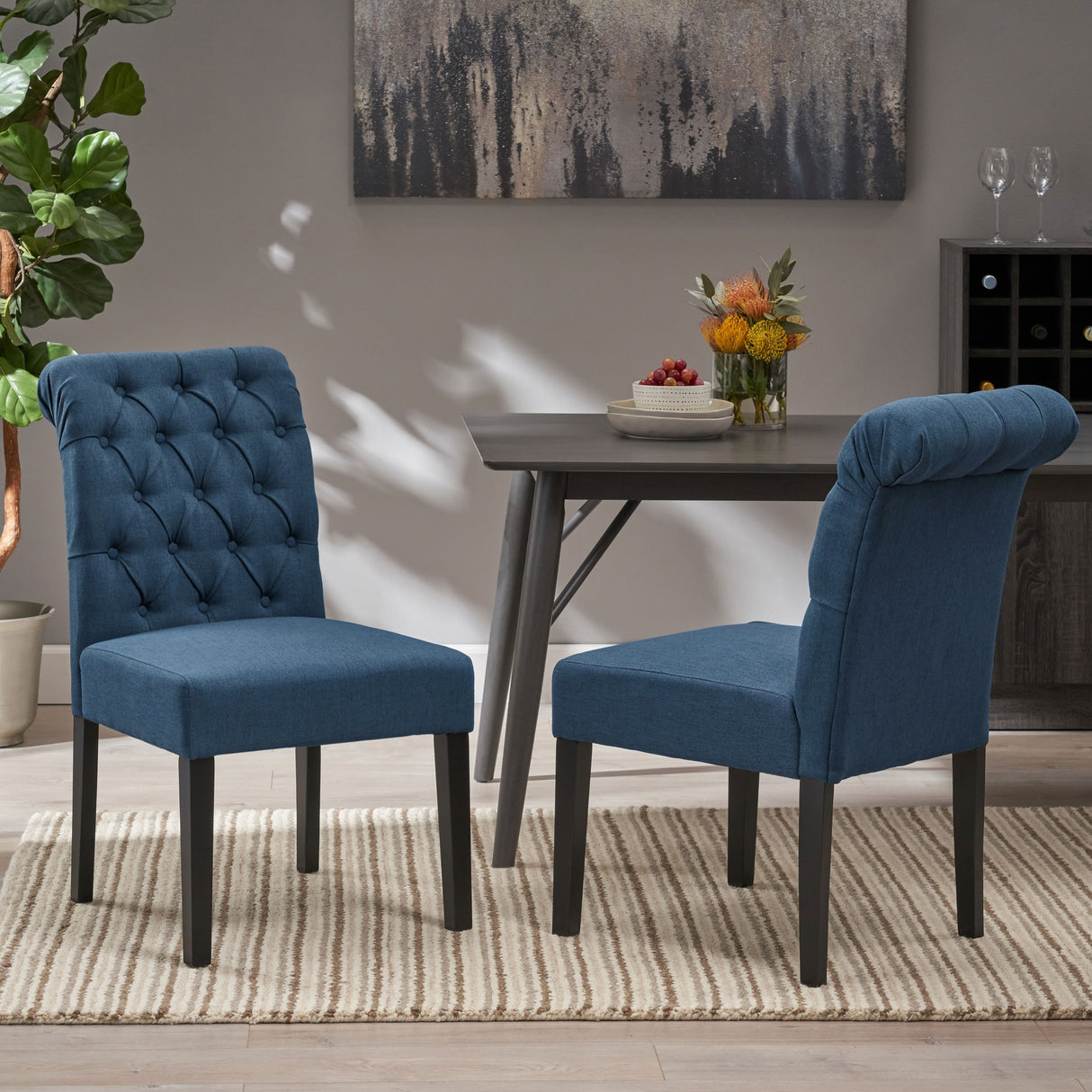 Broxton Tufted Rolltop Dining Chairs (Set of 2) by Christopher Knight Home