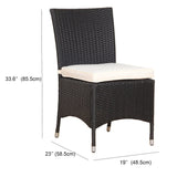 BroyerK Black and Cream Polyethylene Rattan Outdoor Dining Chairs (Set of 2)