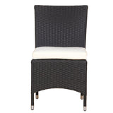 BroyerK Black and Cream Polyethylene Rattan Outdoor Dining Chairs (Set of 2)