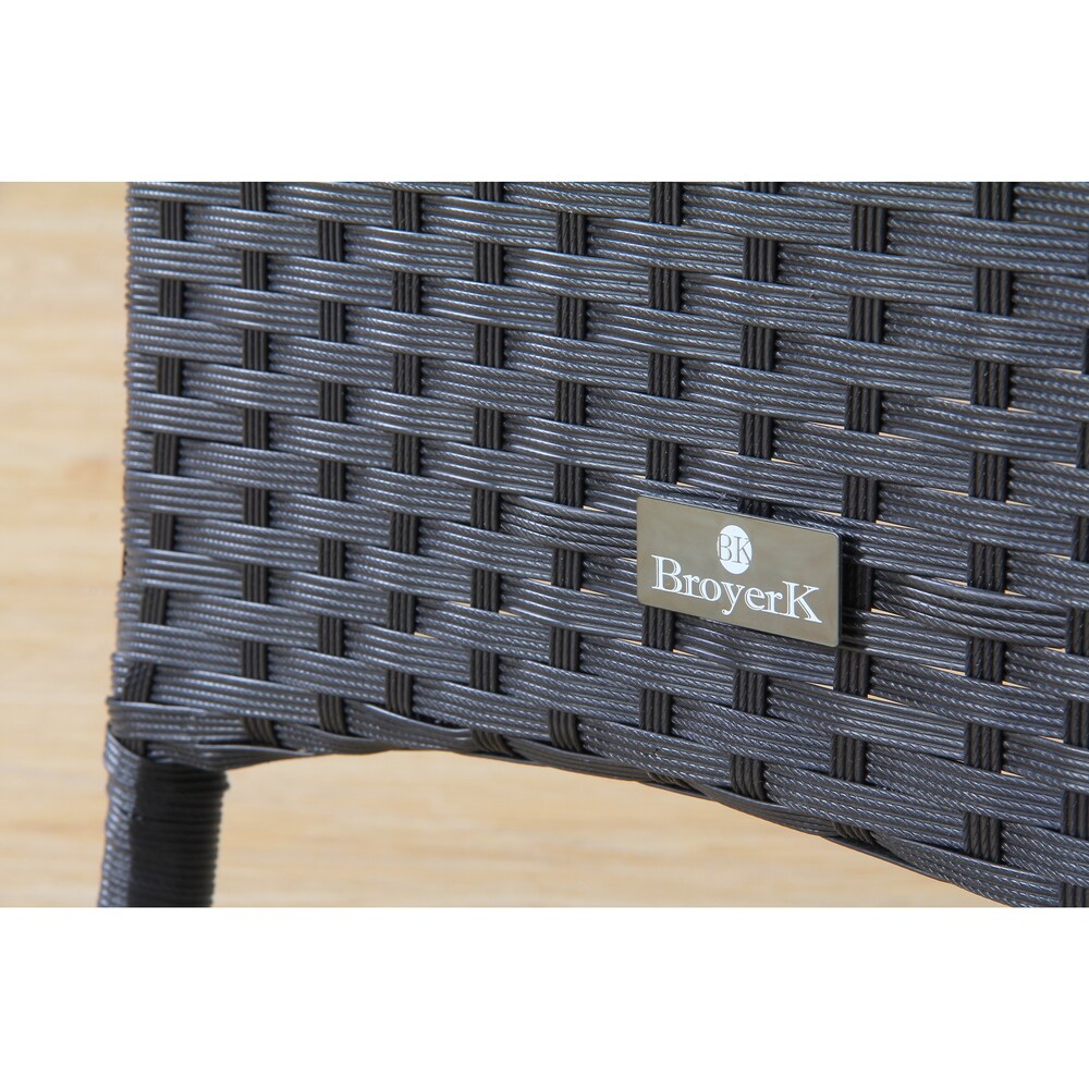 BroyerK Black and Cream Polyethylene Rattan Outdoor Dining Chairs (Set of 2)