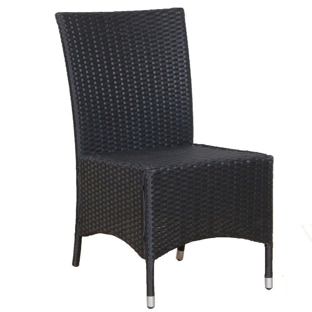 BroyerK Black and Cream Polyethylene Rattan Outdoor Dining Chairs (Set of 2)
