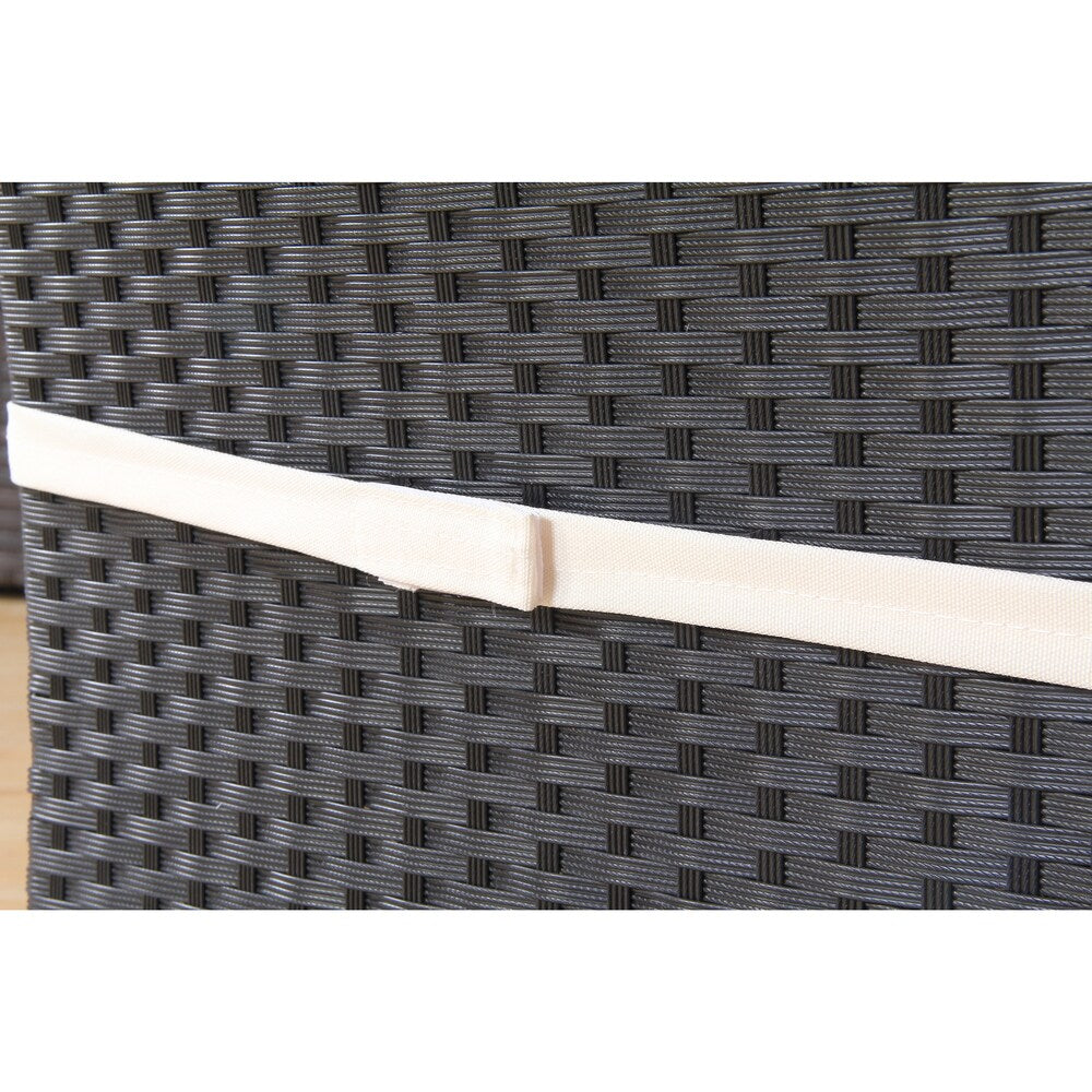 BroyerK Black and Cream Polyethylene Rattan Outdoor Dining Chairs (Set of 2)