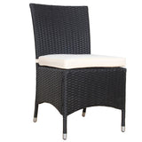 BroyerK Black and Cream Polyethylene Rattan Outdoor Dining Chairs (Set of 2)