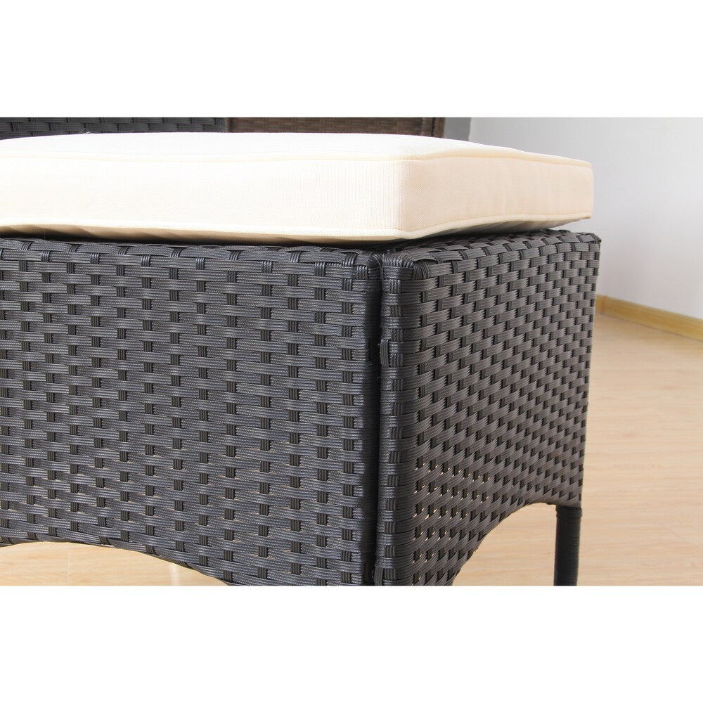 BroyerK Black and Cream Polyethylene Rattan Outdoor Dining Chairs (Set of 2)