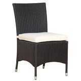 BroyerK Black and Cream Polyethylene Rattan Outdoor Dining Chairs (Set of 2)