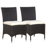 BroyerK Black and Cream Polyethylene Rattan Outdoor Dining Chairs (Set of 2)