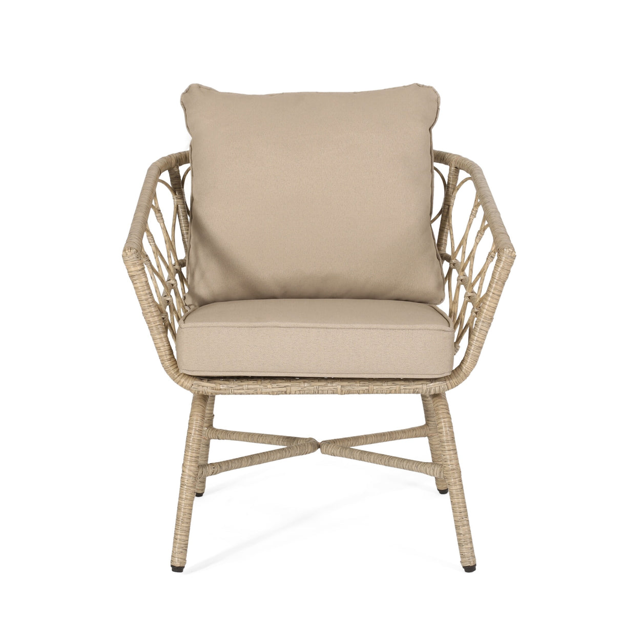 Bruce Outdoor Outdoor Wicker 4 Seater Chat Set with Cushions by Christopher Knight Home