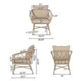 Bruce Outdoor Outdoor Wicker 4 Seater Chat Set with Cushions by Christopher Knight Home