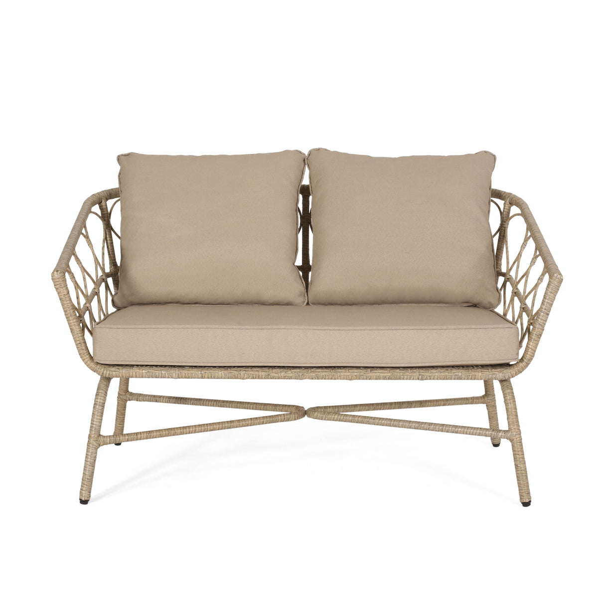 Bruce Outdoor Outdoor Wicker 4 Seater Chat Set with Cushions by Christopher Knight Home