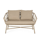 Bruce Outdoor Outdoor Wicker 4 Seater Chat Set with Cushions by Christopher Knight Home