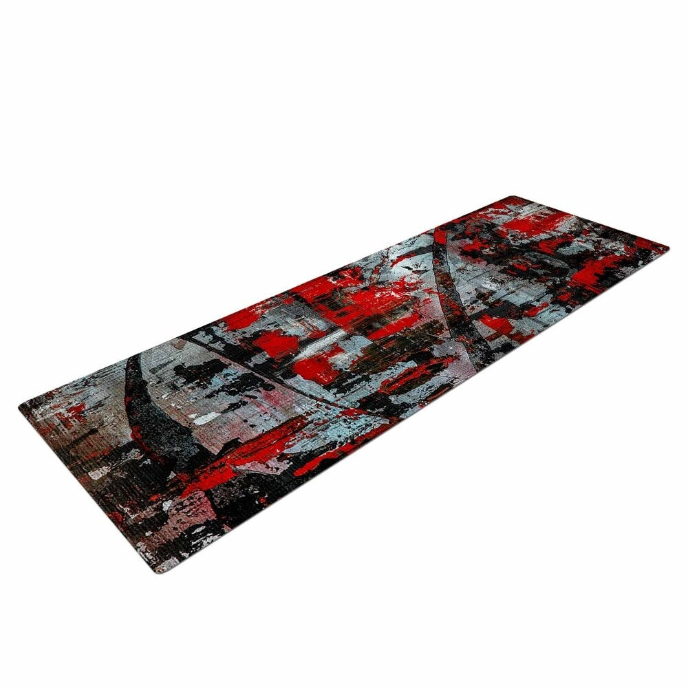Bruce Stanfield "Zinger In Red" Black Abstract Yoga Mat - Red