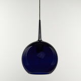 Bruck Lighting Bobo Chrome Line Voltage Pendant with Blue Bubble Hand Made Glass - Silver