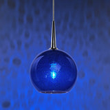 Bruck Lighting Bobo Chrome Line Voltage Pendant with Blue Bubble Hand Made Glass - Silver