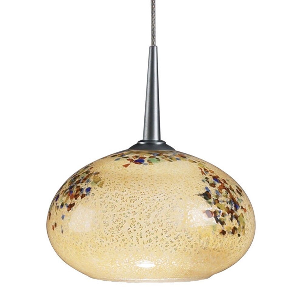 Bruck Lighting Laguna 1-light Low Voltage 4-inch Canopy Matte Chrome Pendant with Vanilla Pebble Glass Shade