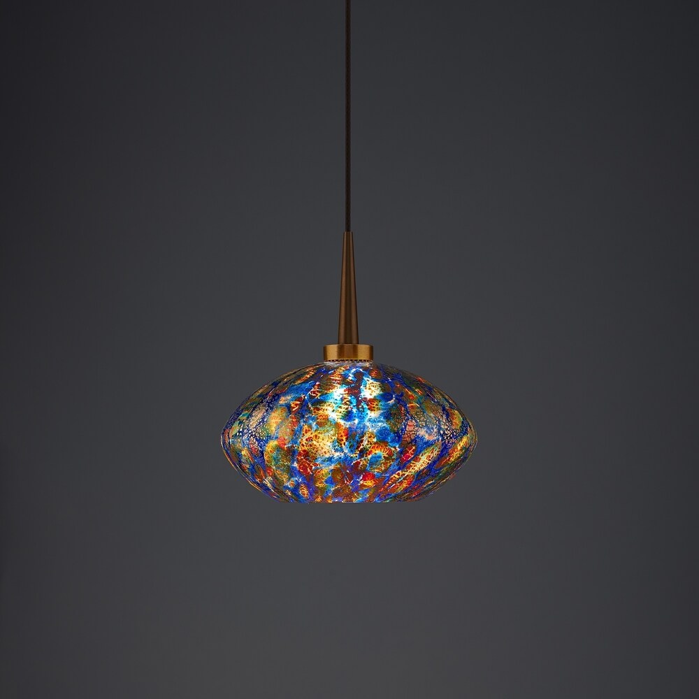 Bruck Lighting Pandora LED 4-inch Canopy Bronze Pendant with Sapphire Glass Shade